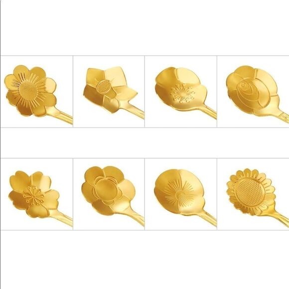 NEW 16 Piece Stainless Steel Flower Gold/ Silver Spoon Set - Picture 6 of 14